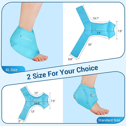 Comfytemp Ankle Ice Pack Wrap for Plantar Fasciitis, Swelling, Foot Pain Relief, FSA Eligible HSA, Gel Packs for Injuries Reusable, Hot Cold Compress for Achilles Tendonitis, Sprained Ankles, 2 Packs