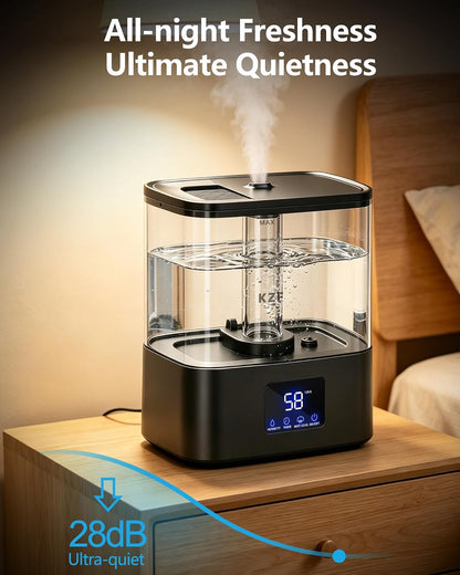 KZF Humidifiers for Bedroom, 4L Cool Mist Humidifier for Large Room, Black