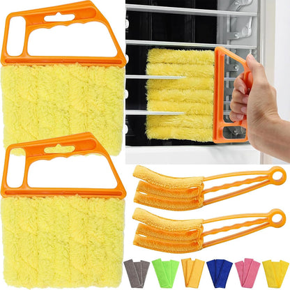Window Blind Cleaner Duster Set, Washable Dusting Cleaner Air Vent Cleaning Brush Tools (Blue)