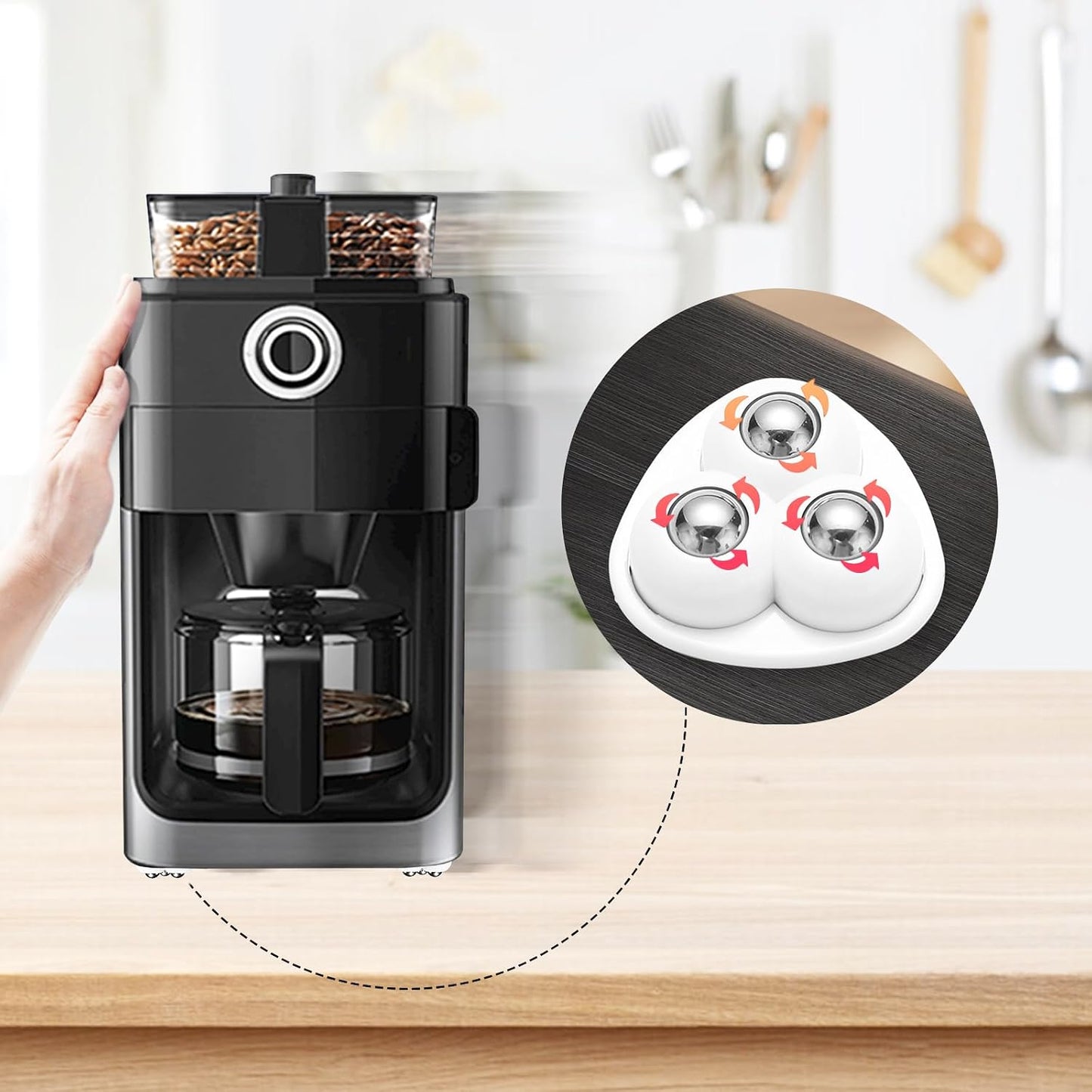 Self Adhesive Appliance Sliders 8 Pack Kitchen & Furniture Rollers | Move Small Appliances Easily 360° Glide No Tools Peel Stick 12lbs Per Wheel