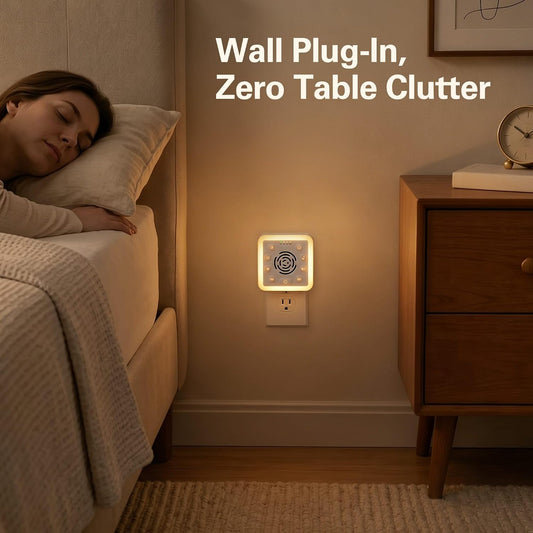 Zarler Wall Plug in White Noise Machine for Privacy & Focus, Noise Masking Sound Machine for Sleep, Travel-Friendly Sound Machine with Night Light, 32 Volume Controls, 30 Soothing Sounds