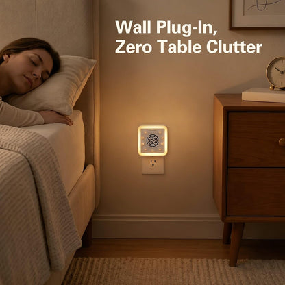 Zarler Wall Plug in White Noise Machine - Always On, No Batteries to Recharge, Noise Masking Sound Machine for Sleep, Office Privacy & Travel, 32 Volume Controls, 30 Soothing Sounds, Night Light