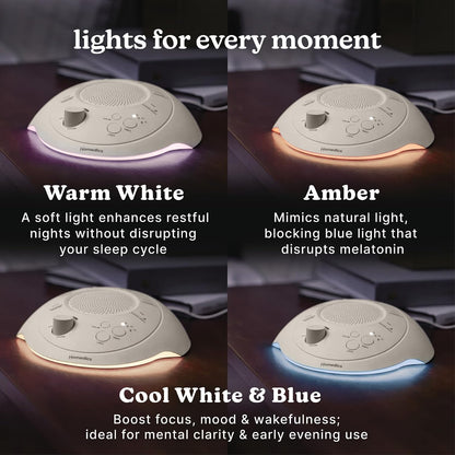 Homedics White Noise Portable Sound Machine, Night Light, Cream