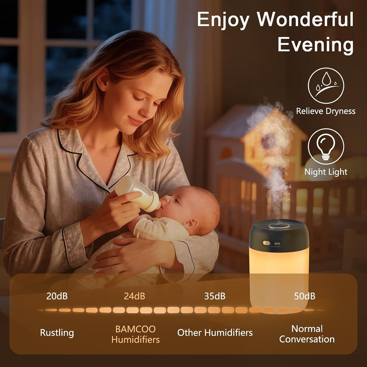 Plant Humidifier Indoor, 650ml Humidifier for Plants, Gray