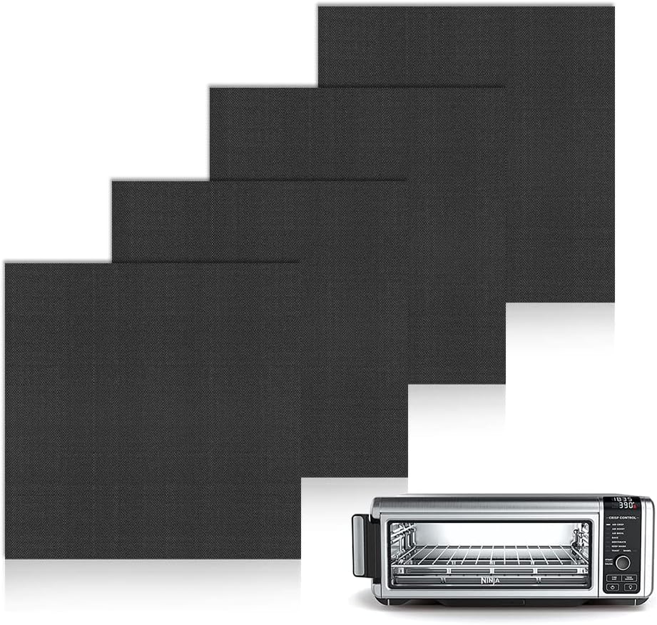 4 Pack Air Fryer Liners for Ninja Flip Toaster Oven, Non-stick Reusable | Oven Liners for Bottom of Oven, for Ninja SP101 SP201, Durable for Long Time Use, Cuttable, Cut Down Cleaning Work