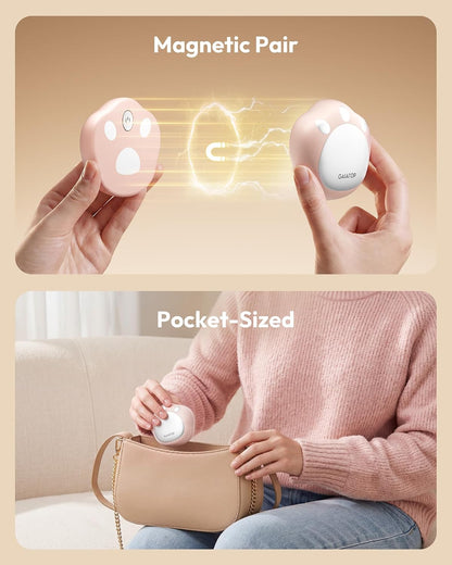 Gaiatop Hand Warmers Rechargeable, 2 Pack Pocket Warmer Cute Cat Paw | Magnetic, 3 Levels, Reusable Portable Electric Heater, Travel Essentials, Stocking Stuffers, Gifts for Women, Men, Cat Lover