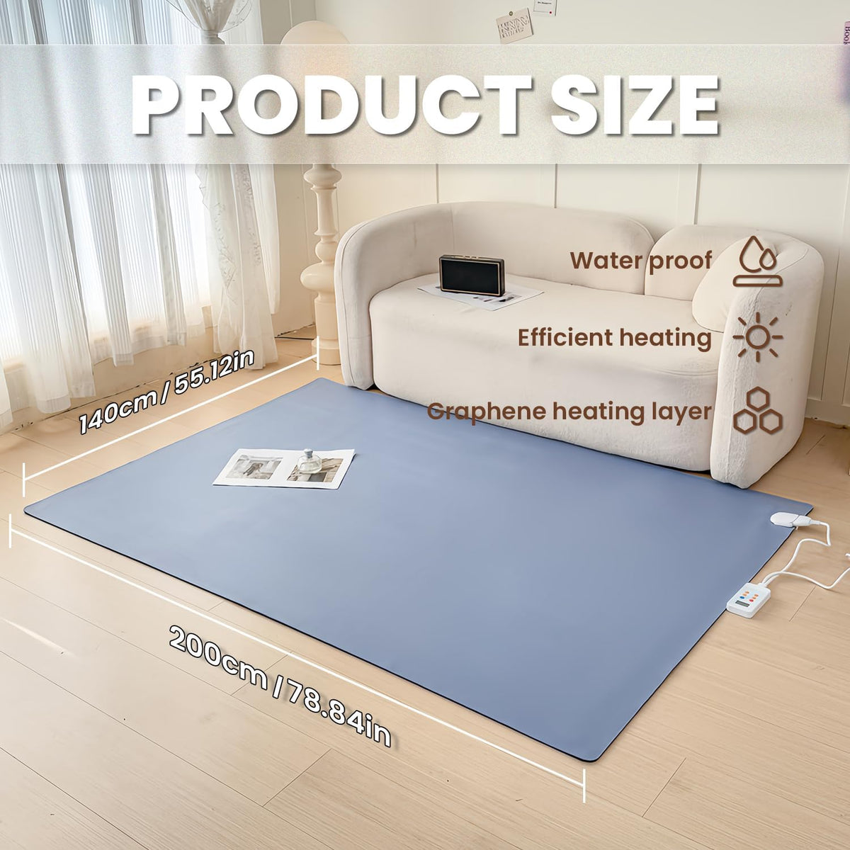 Heated Floor Mats Under Desk, 55" x 79" Heated Foot Warmer