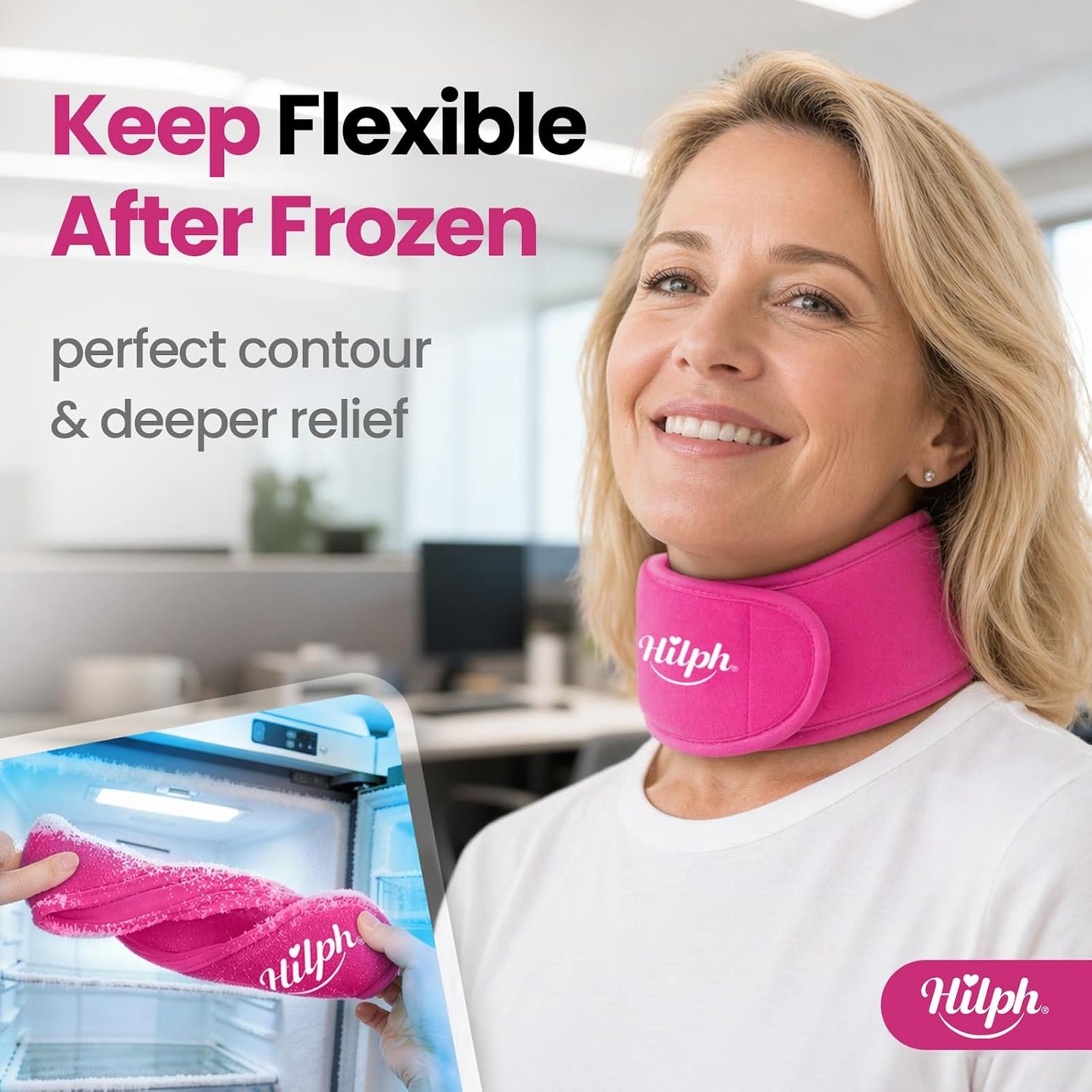 Hilph Neck Ice Pack Wrap for Tonsillectomy, 45-Minute Long-Lasting Cold | Upgraded Ice Grid Gel Design, Reusable Flexible Ice Pack for Neck Throat Cervical Thyroid Pain, Surgery Recovery, Hot Flash