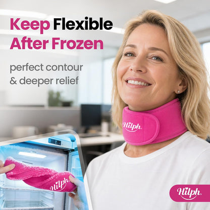 Hilph Neck Ice Pack Wrap for Tonsillectomy, 45-Minute Long-Lasting Cold | Upgraded Ice Grid Gel Design, Reusable Flexible Ice Pack for Neck Throat Cervical Thyroid Pain, Surgery Recovery, Hot Flash