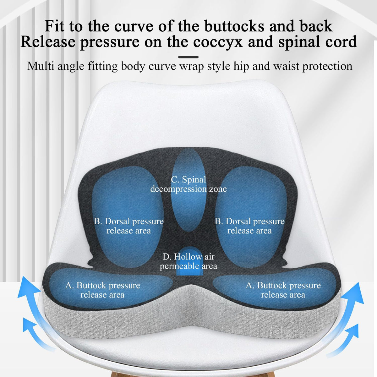 Seat Cushion with Lumbar Support Pillow, Back and Seat Cushion for Office