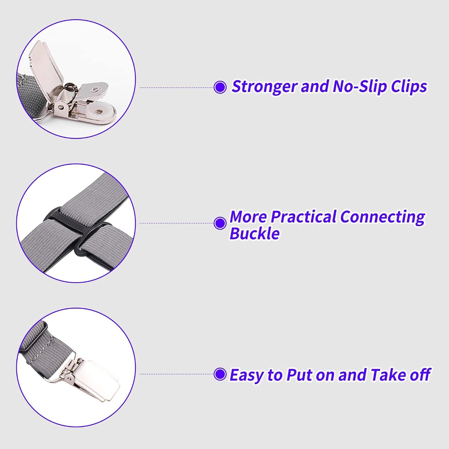 MENDENG Sheet Straps Fitted Sheet Clips Holder Surspeners Keep Sheets in Place Bed Sheet Fasteners Gripper Black 4P