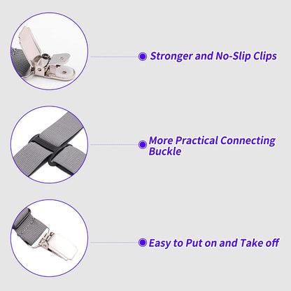 MENDENG Sheet Straps Fitted Sheet Clips Holder Surspeners Keep Sheets in Place Bed Sheet Fasteners Gripper Black 4P