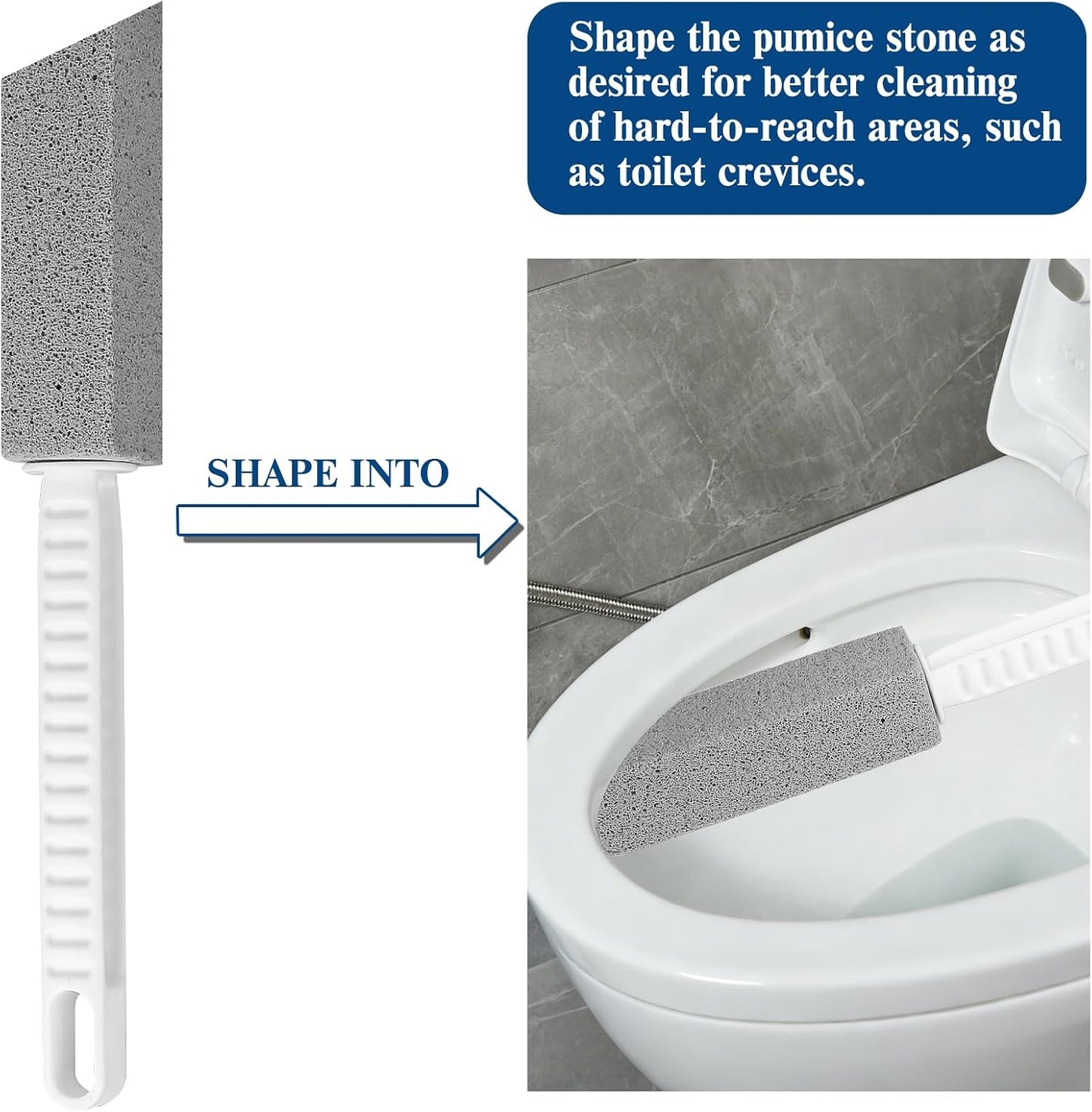 4 Pack Pumice Stone Toilet Bowl Cleaner with Long Handle | Powerfully Removes Toilet Bowl Rings, Rust & Lime, Ideal for Toilet Brush, BBQ Grills, Sink, Pool, Bathroom