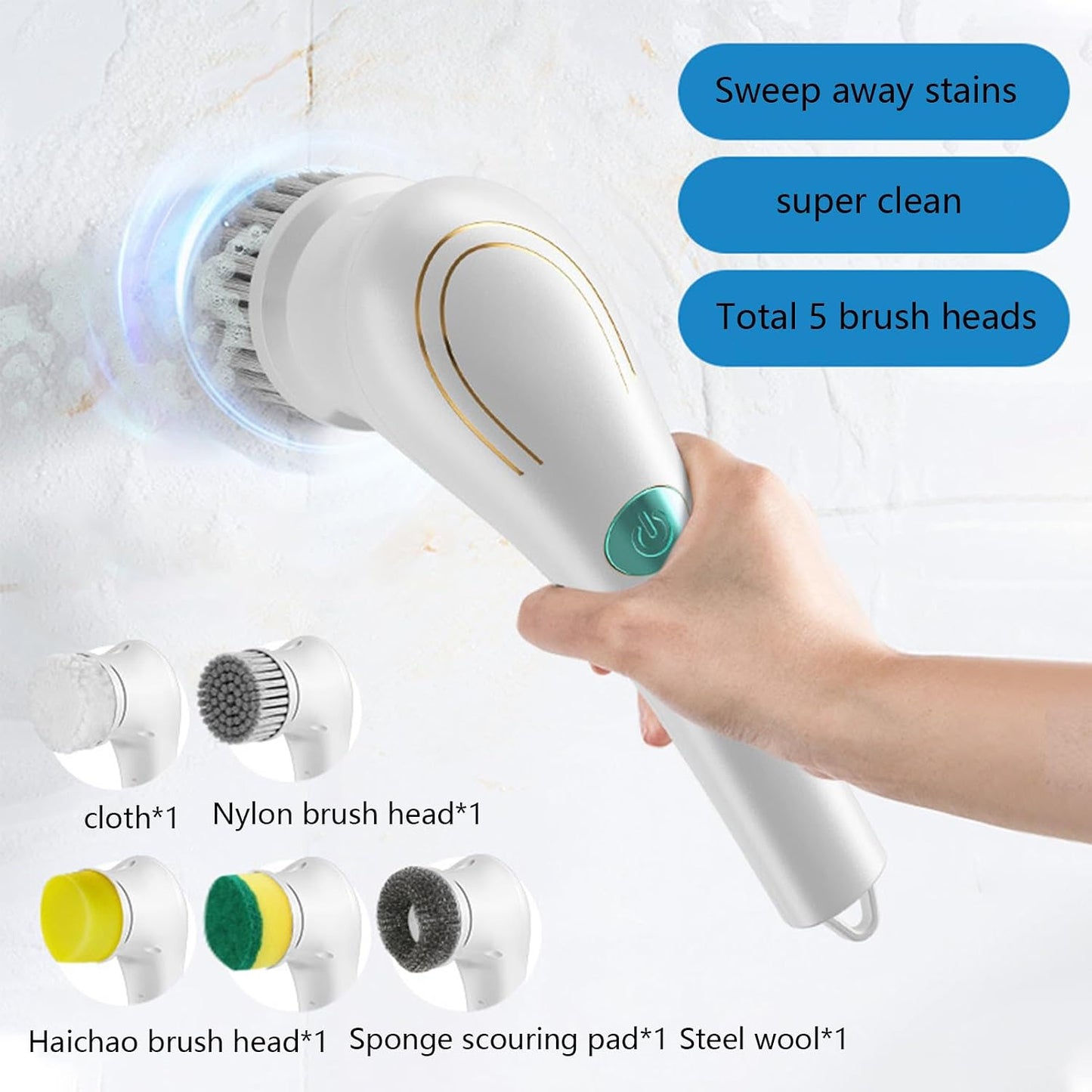 Electric Scrubber Ergonomic Electric Multifunctional Effective | Dish Cleaning Brush Electric for Range Hood, Pot, Pan