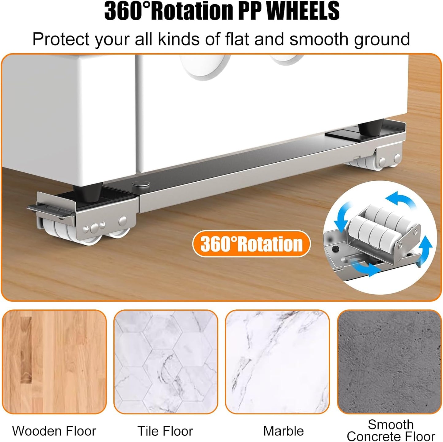 Appliance Rollers With 360° Swive Wheels, Anti Slip Heavy Duty Extendable Mover Tools with 28 Roller & Lifting Lever Tool For Moving Washing Machines, Dryers, Furniture, Refrigerators Base Stand