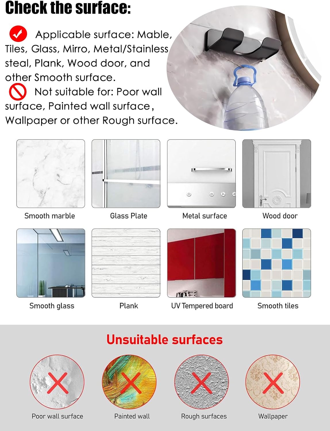 Universal Hair Dryer Holder, Self Adhesive Wall Mount, White | Universal storage rack fits most brand blow dryers, ideal for bathroom organization