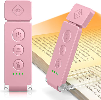 Glocusent 12 LED Clip On Book Light, Full Page Reading Light USB-C | Wide Full-Page Lighting, 5 Colors & 5 Brightness, Eye-Caring Bed Reading, Up to 100Hrs, Book Lovers, USB-C Rechargeable