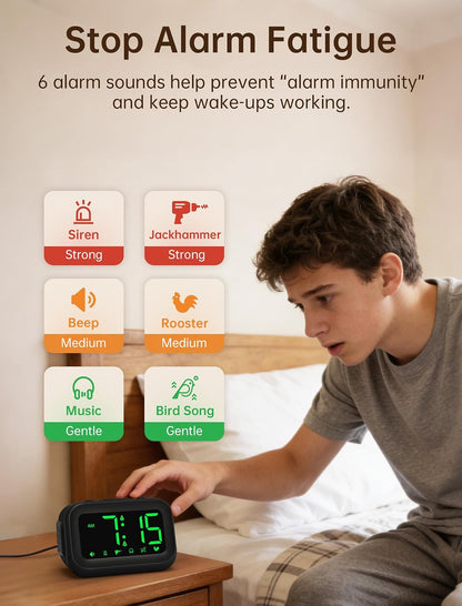 AuroraCalm Extra Loud Alarm Clock: 115dB On-Time Wake-Up