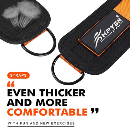 HPYGN Ankle Strap for Cable Machine, Padded Ankle Straps for Cable Machine Kickbacks, Glute Workouts, Leg Extensions, Curls, Booty Hip Abductors Exercise, Adjustable Comfort Ankle Cuff for Gym