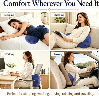Fledano Lumbar Support Pillow for Bed – Memory Foam Lower Back Pain Relief Pillow for Sleeping, Ergonomic Lumbar Pillow for Side & Back Sleepers, Sciatica & Hip Pain Relief, Washable Cooling Cover