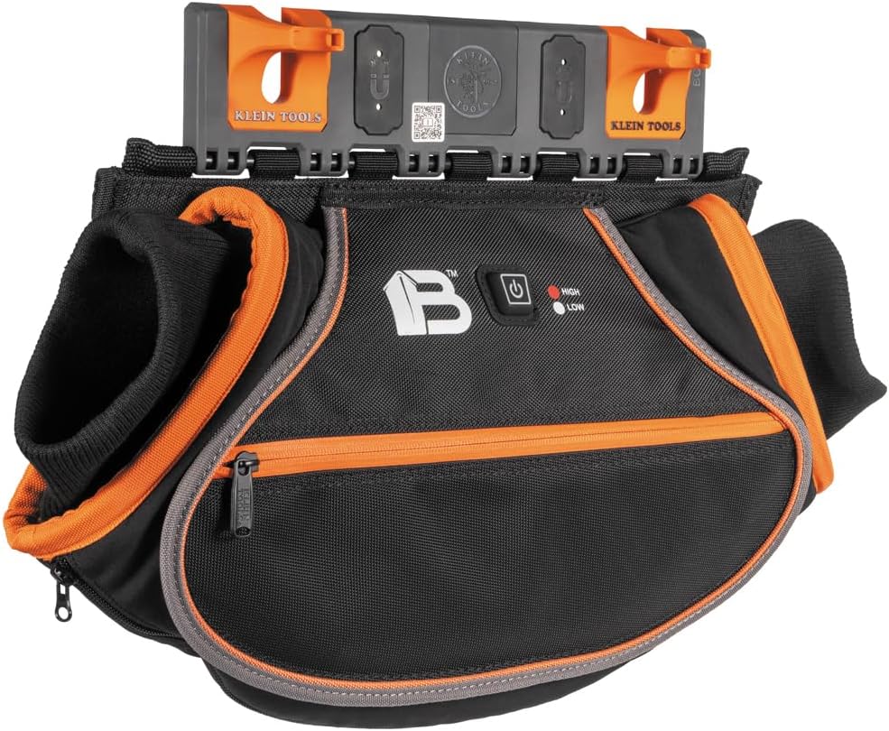 Klein Tools BC101C Rechargeable Hand Warmer, Compatible with Bucket Work Center Rail System Modules, Oversized Pouch for Class 2 Gloves
