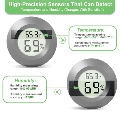 2-Pack Mini Hygrometer Indoor Humidity Meter Digital Thermometer | Small Digital LCD Monitor Thermometer Temperature Gauge Humidity Sensor (℉) or (℃) for Reptile Thermostat, Jars