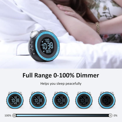 uscce Loud Dual Alarm Clock with Powerful Adjustable Bed Shaker