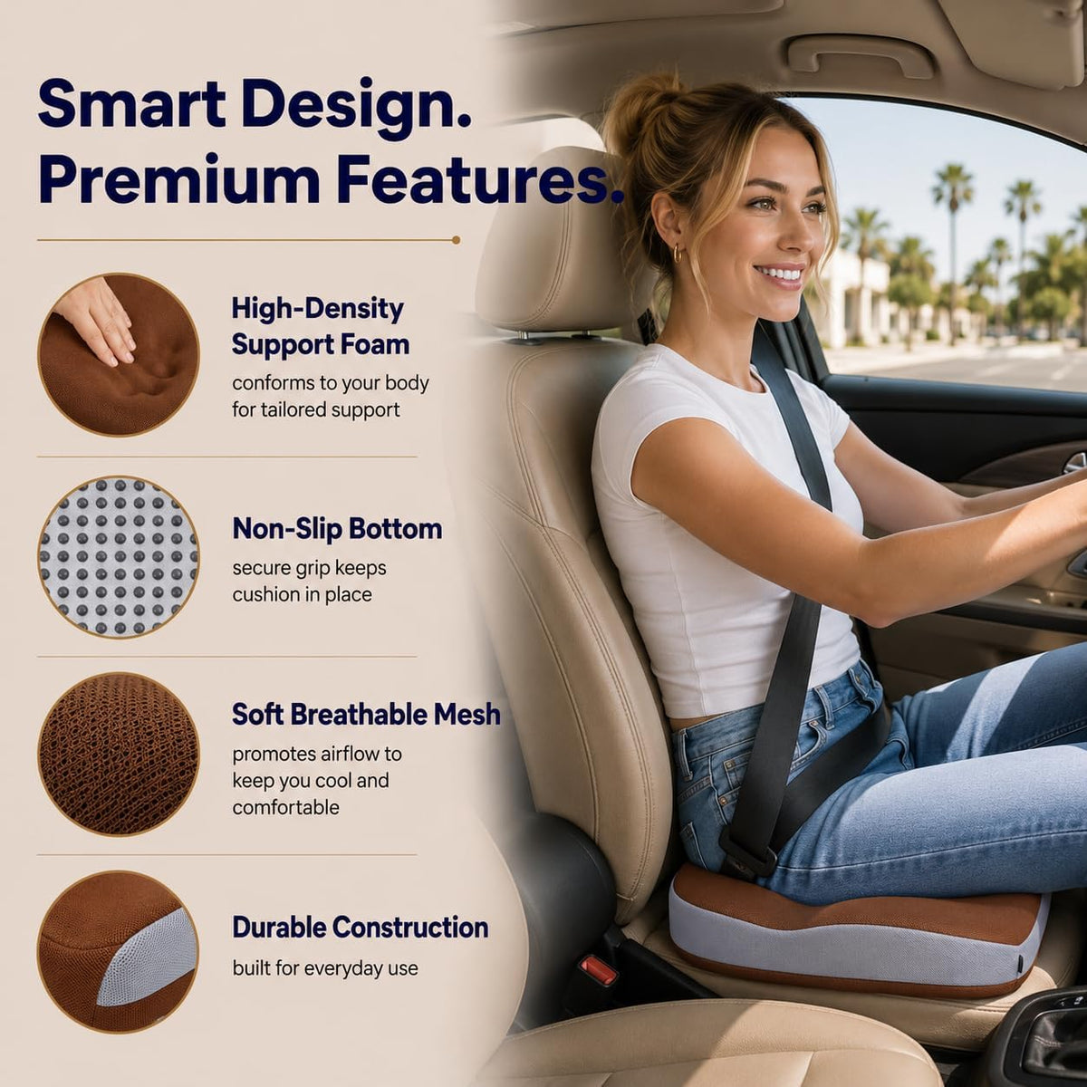 Memory Foam Ergonomic Seat Cushion for Office Chairs Pain Relief