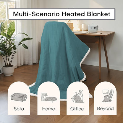 Electric Heated Blanket Full Size 72"x84" – Light Gray | ETL for Safe Overnight, 4 Heat Settings & 10H Auto Off, Dual-Sided Microplush Sherpa for Home Night, Machine washable