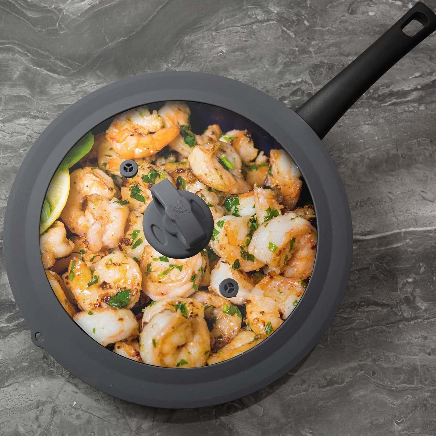 Vented Tempered Glass Universal Lid for Pot Pan Skillet with Heat Resistant Silicone Rim Microwave Splatter Lid Cover Microwave Safe Fit 11.5" 12" 12.5" Cookware, Dishwasher Safe Black