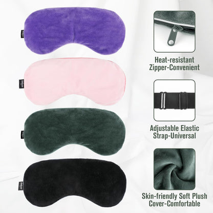 BeHoomi Heated Eye Mask, Weighted Sleep Mask for Eye Relaxation, Purple | Warm Compress for Eyes, Cooling Eye Mask for Sleeping, Reusable Hot and Cold Eye Masks for Home, Office, Gifts for Women