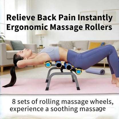 Mini Inversion Table Back with Massage Rollers Stretching Fitness Device | 400LBS Heavy Duty Compact Foldable Spinal Decompression Machine for Household Workout