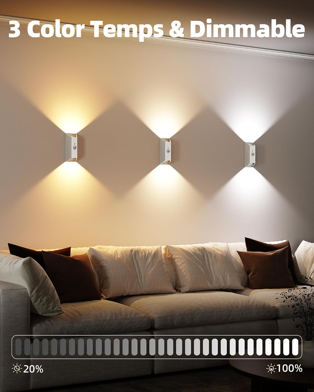 EZVALO Motion Sensor Wall Light with Remote Control, Rechargeable Wall Sconce, 3 Color Temps, Dimmable, Magnetic, LED Indoor Wireless Wall Lamp, 4000mAh, for Hallway, Stair, Entryway, Renters