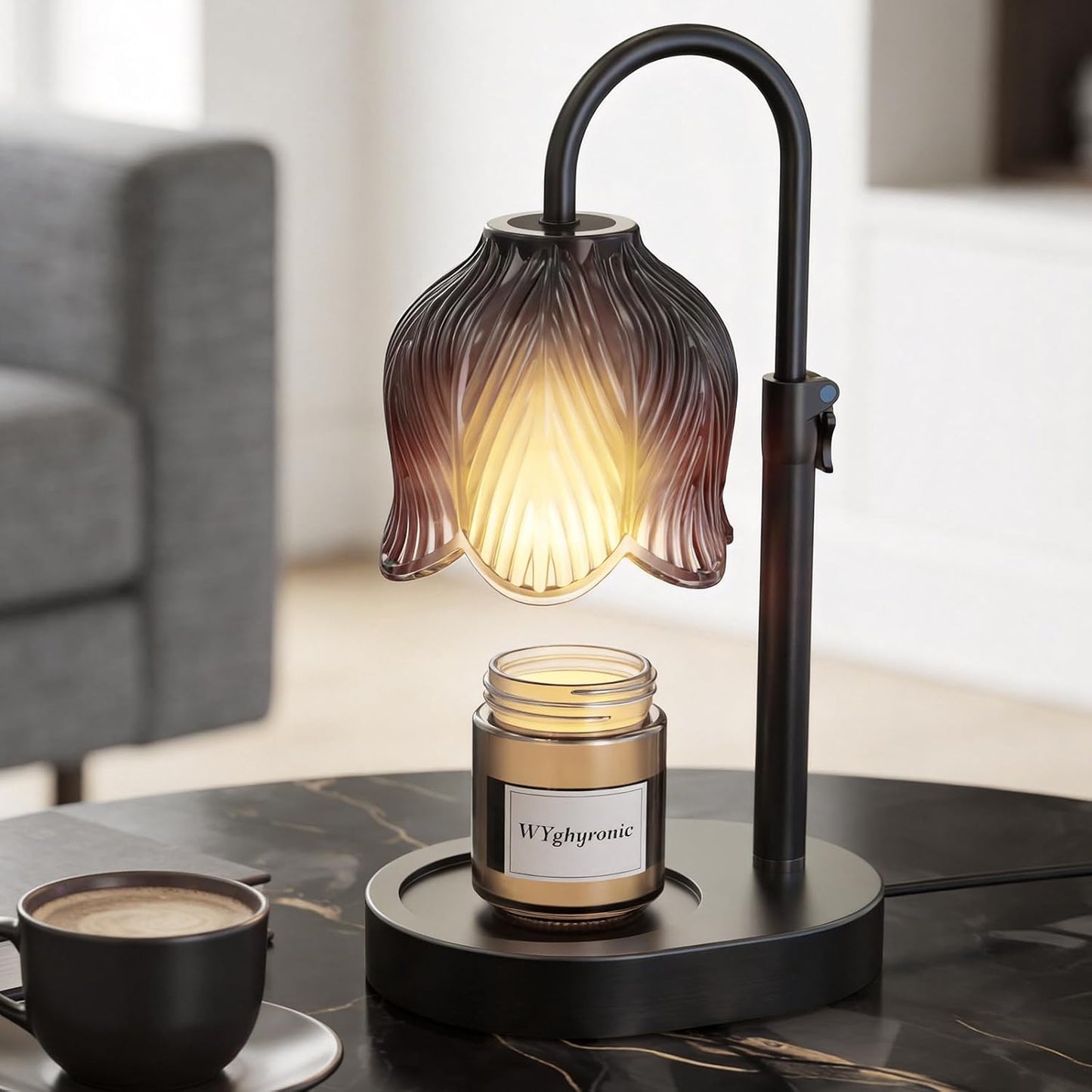 Flower Candle Warmer Lamp, Timer & 4-Level Dimmer, Adjustable Height | Flameless Electric Wax Warmer for Jar Candles, Includes 2 Bulbs, Pink, Home Decor Gift for Mom & Women, Housewarming