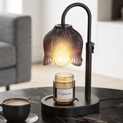 Flower Candle Warmer Lamp, Timer & 4-Level Dimmer, Adjustable Height | Flameless Electric Wax Warmer for Jar Candles, Includes 2 Bulbs, Pink, Home Decor Gift for Mom & Women, Housewarming