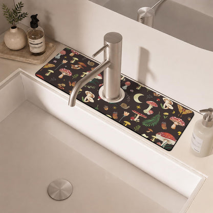 Light Brown White Checkered Kitchen Sink Splash Guard Faucet Mat,Faucet Non-Slip Absorbent Mat,Farmhouse Sink Splash Guard Behind Faucet for Kitchen Bathroom, 15"x5.5"