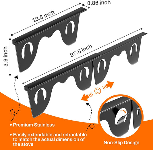 Adjustable Stove Gap Covers 2 Pack, Black 13.8-27.5 Inch