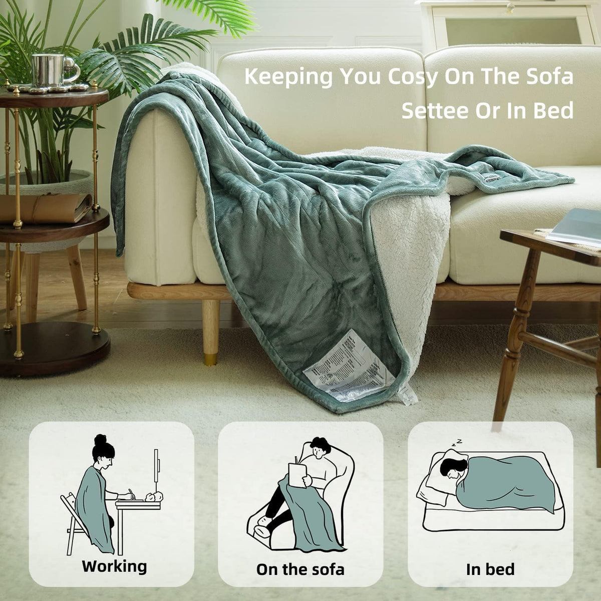 GOTCOZY Heated Blanket-Soft Plush Electric Blanket 50"X60"(Grey)