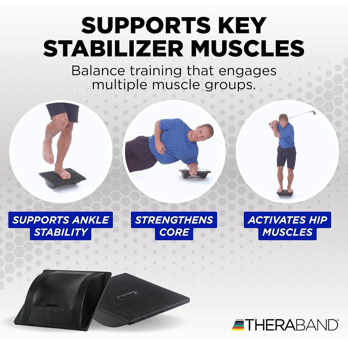 THERABAND Rocker Board, Wobble Balance Board, Core Strength Trainer, Black