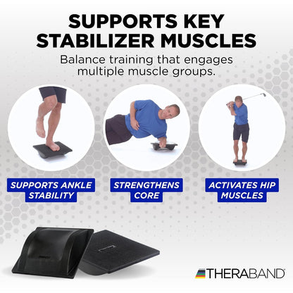 THERABAND Rocker Board, Wobble Balance Board, Core Strength Trainer, Black