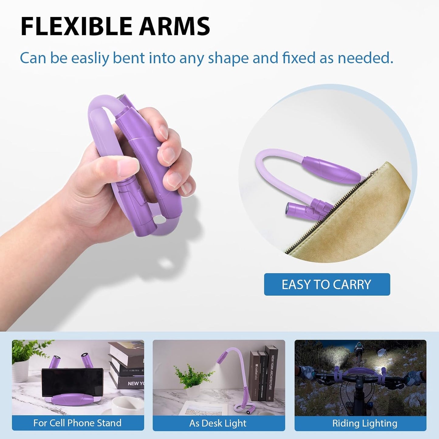 Rechargeable Hands-Free Neck Light with 3 Adjustable Color Modes, Black | Stepless Dimming, Flicker-Free Eye Protection, Flexible & Bendable, Long Battery Runtime, Protable Lightweight