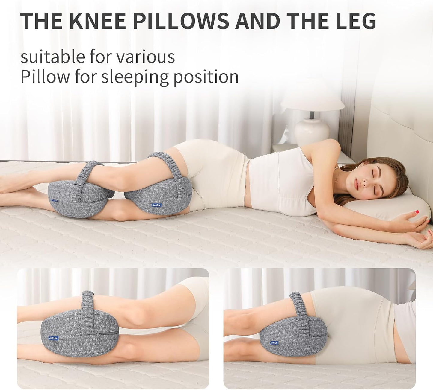 Side Sleeper Heart-Shaped Knee Pillow, Memory Foam Leg Positioning Pillow, Ergonomic Design, Perfect for Side Sleepers and Pregnant Women, Relieve Body Aches and Pains (Gray)