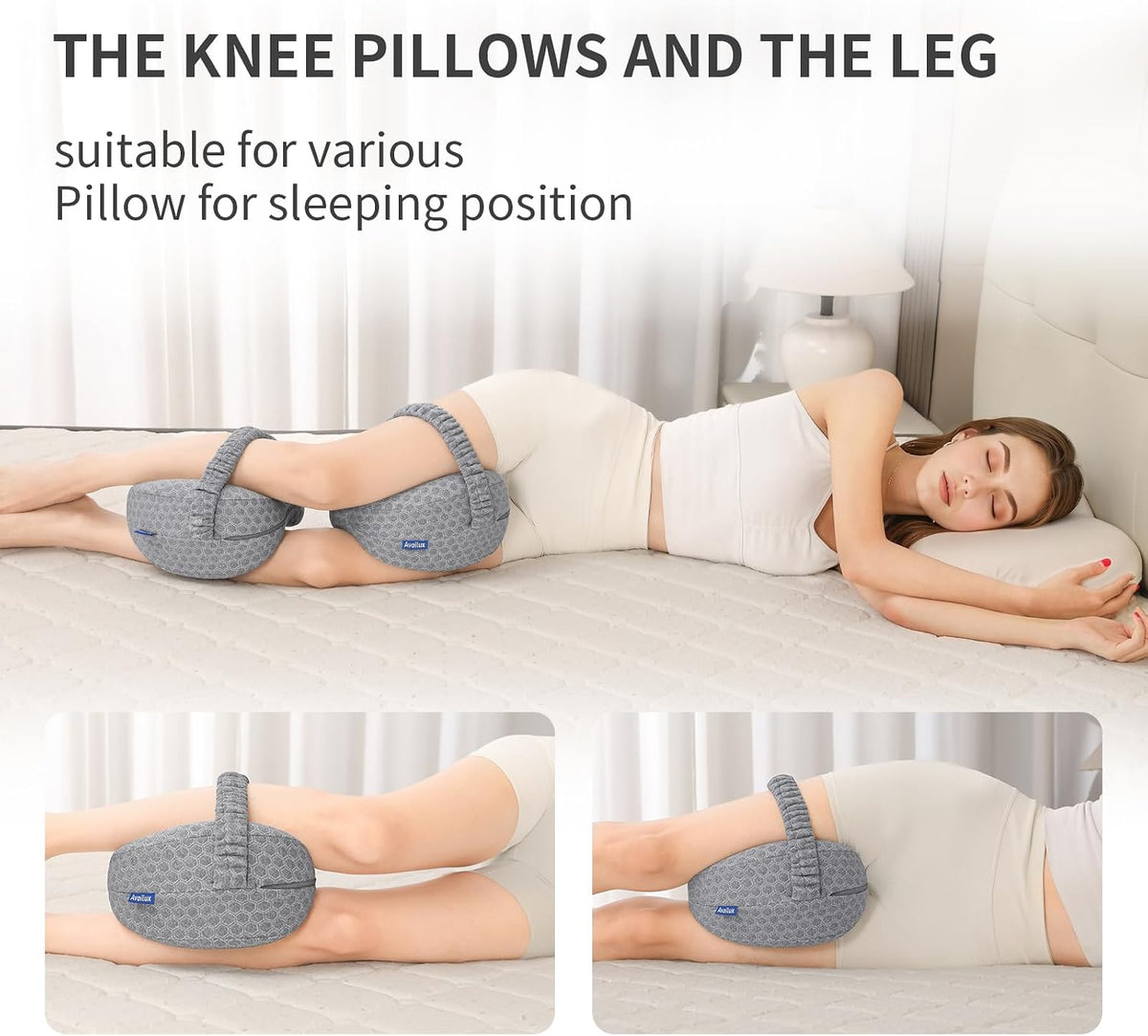 Side Sleeper Heart-Shaped Knee Pillow, Memory Foam Leg Positioning Pillow, Ergonomic Design, Perfect for Side Sleepers and Pregnant Women, Relieve Body Aches and Pains (Gray)