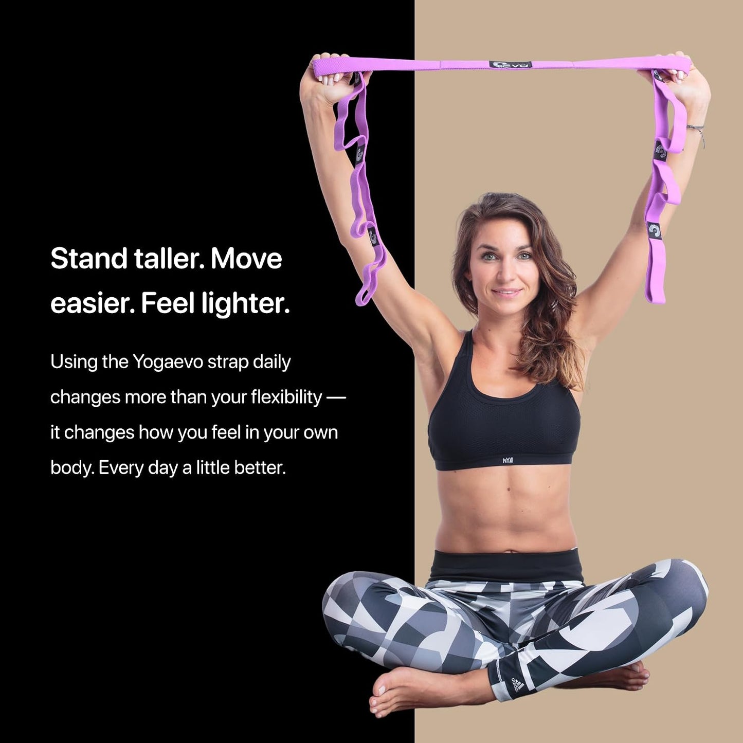 YogaEVO Elastic Stretching Strap with Loops for Physical Therapy