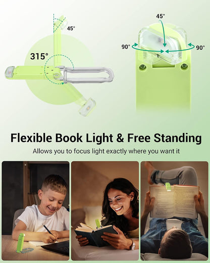 DEWENWILS USB Rechargeable Book Reading Light, 3000K Warm White, Brightness Adjustable Clip on LED Bookmark Lamp at Night in Bed, Portable Booklight for Bookworms, Kids