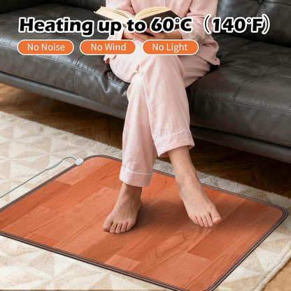 Heated Floor Mat, Foot Warmer Under Desk, Feet Heating Pad with 10 Heat Settings and Timer, Fast Heating for Office, Home, Study Play Room 120V 60W 18.5x14.2 inch SZ