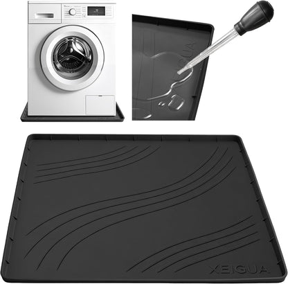 Washing Machine Pan, Drain Pan, Large 33×30/4 LBS Silicone Drain Pan, Waterproof Non-Slip Drip Tray with Raised Edge, Anti-Vibration Floor Leak Protector for Washer, Dryer and Laundry Room