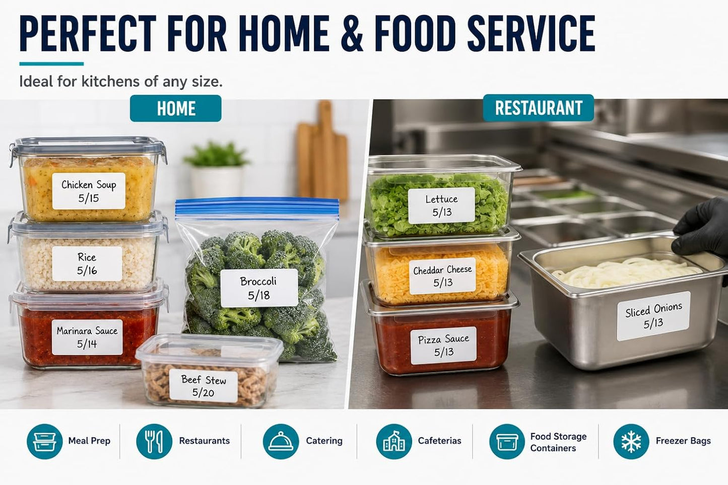 Veritack™ 1000 Removable Food Labels – 1" x 2" Roll on 1" Core – Moisture Resistant – Freezer & Refrigerator Safe – Writable Stickers for Restaurant, Meal Prep & Food Storage