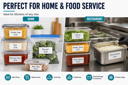 Veritack™ 1000 Removable Food Labels – 1" x 2" Roll on 1" Core – Moisture Resistant – Freezer & Refrigerator Safe – Writable Stickers for Restaurant, Meal Prep & Food Storage