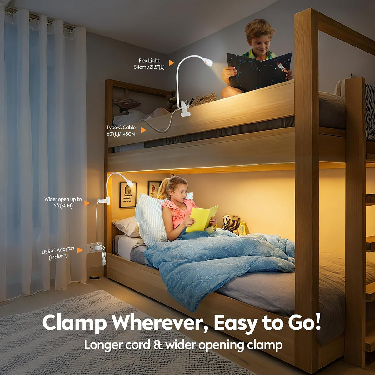 acegoo Minimalist Clip On Reading Light, Head Switch Headboard Book Lamp